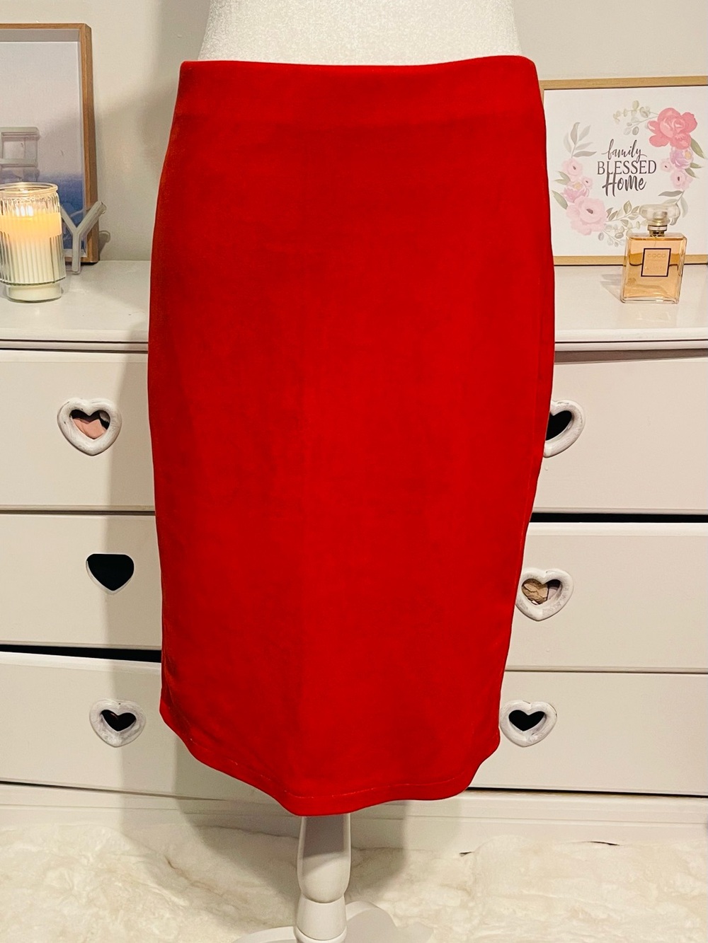 Classic Red Pencil Skirt - Women's Tailored Confidence size M